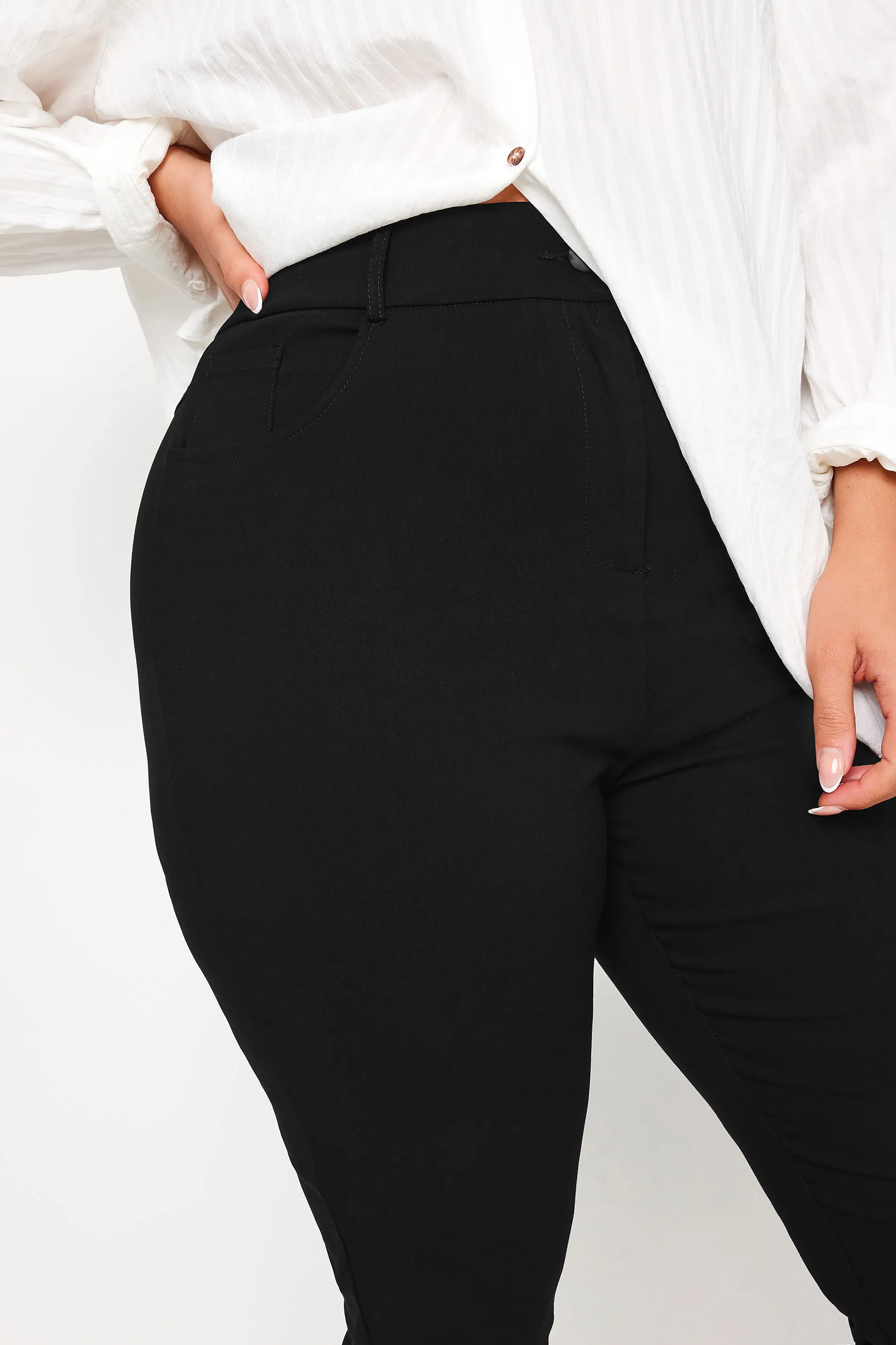 YOURS Curve Black Bengaline Slim Leg Stretch Trousers