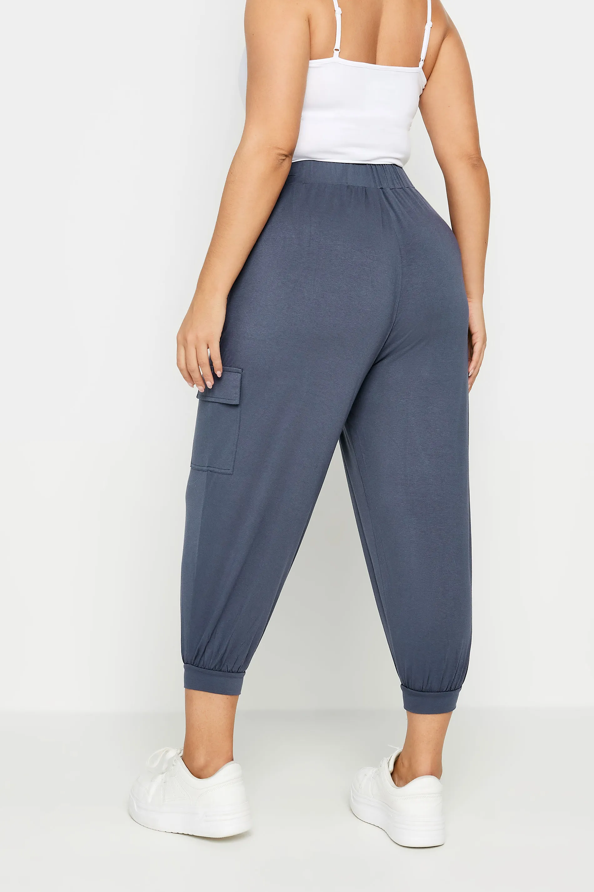 YOURS Curve Charcoal Grey Cropped Cargo Harem Trousers