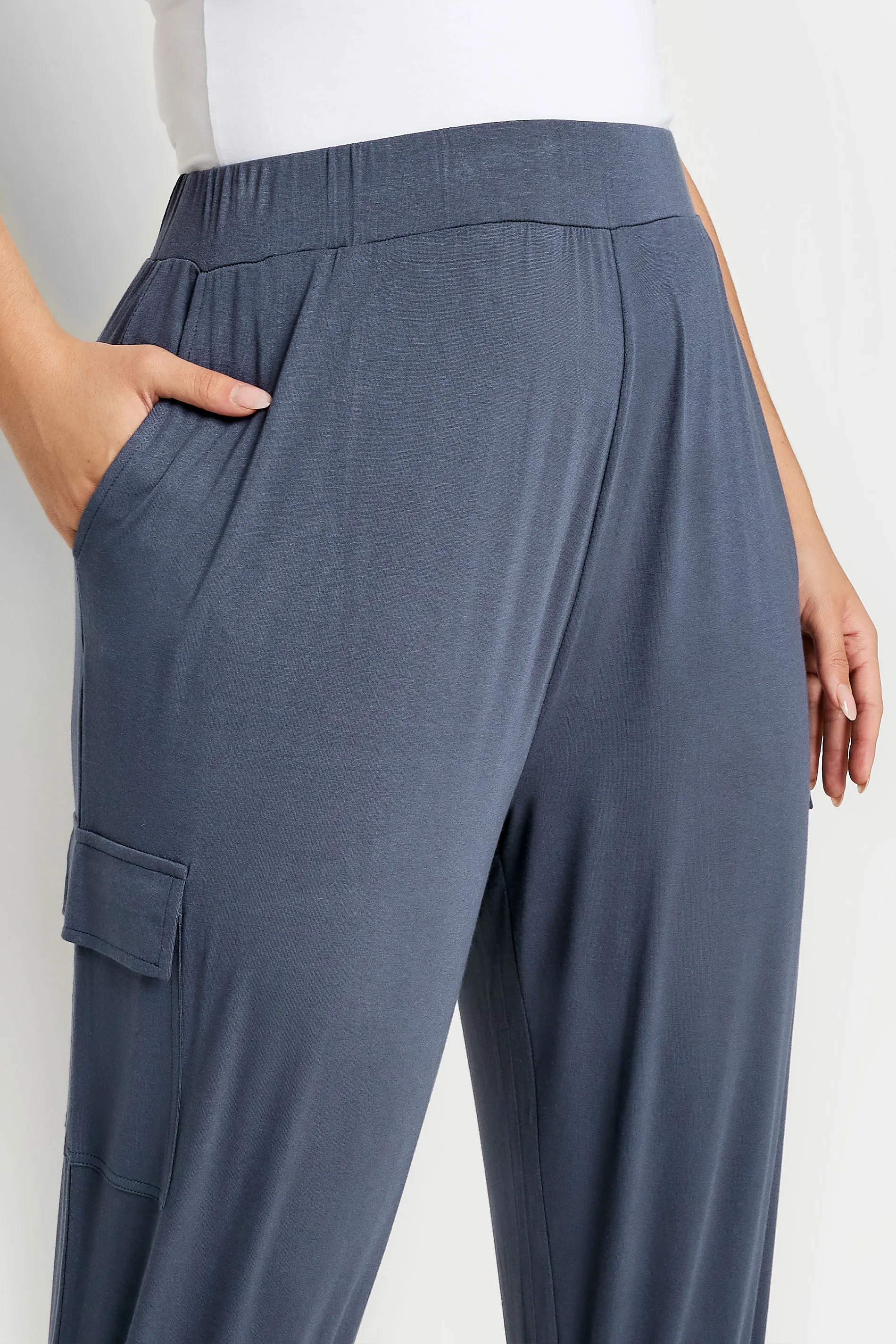 YOURS Curve Charcoal Grey Cropped Cargo Harem Trousers