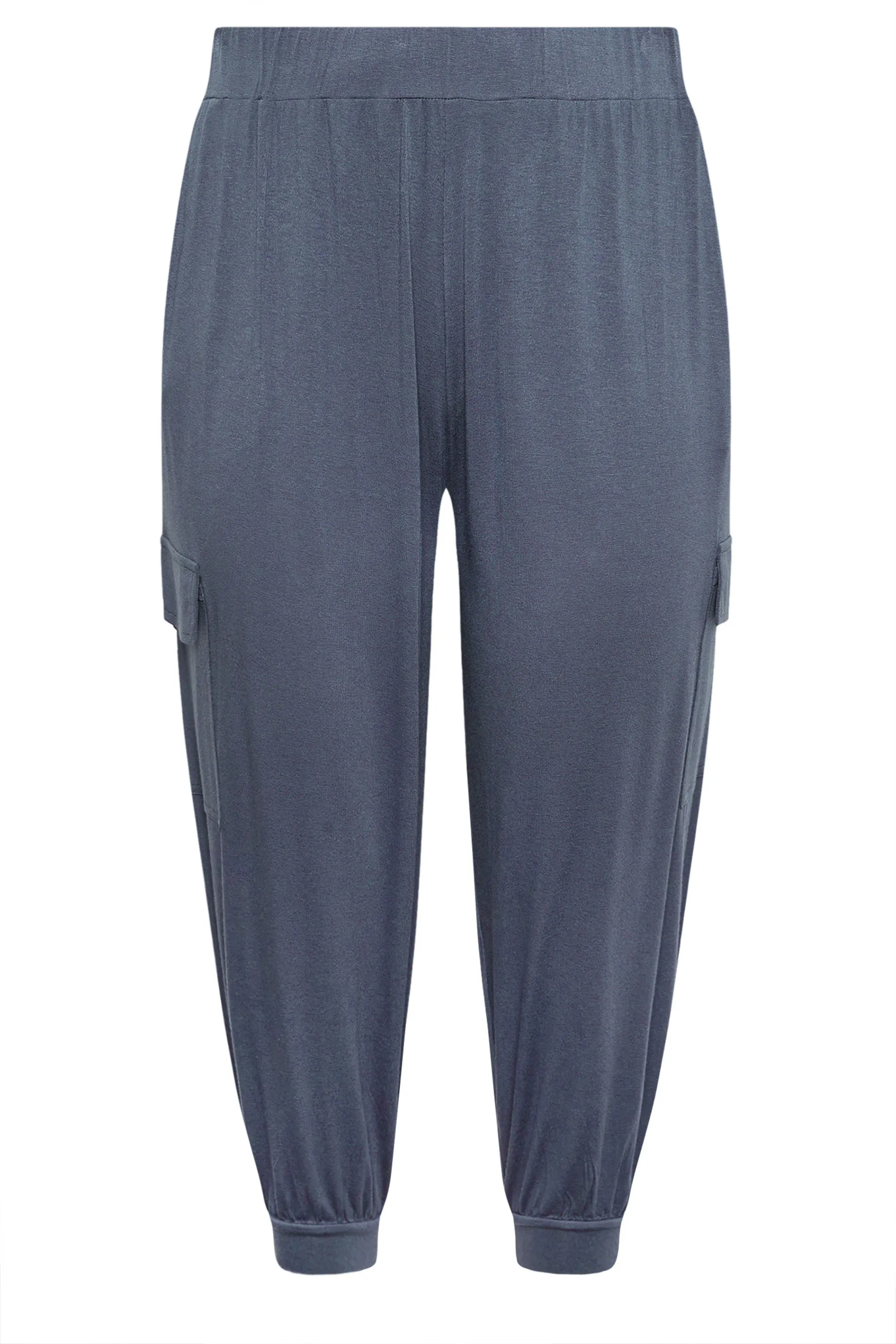 YOURS Curve Charcoal Grey Cropped Cargo Harem Trousers