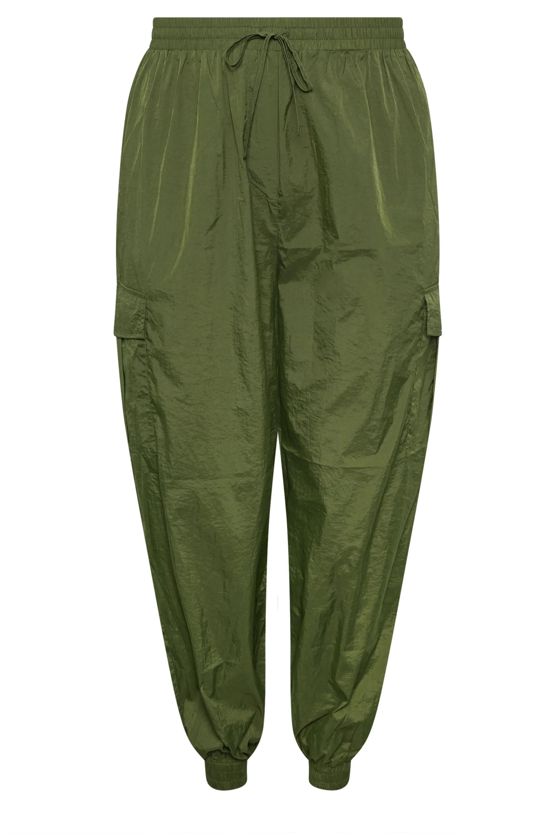 YOURS Curve Khaki Green Cargo Pocket Parachute Trousers