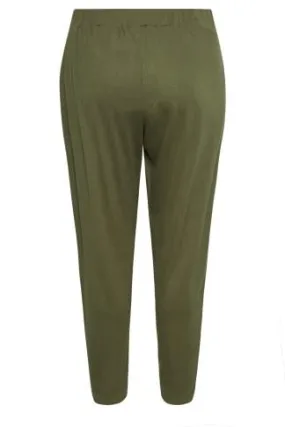 YOURS Curve Khaki Green Double Pleat Harem Trousers