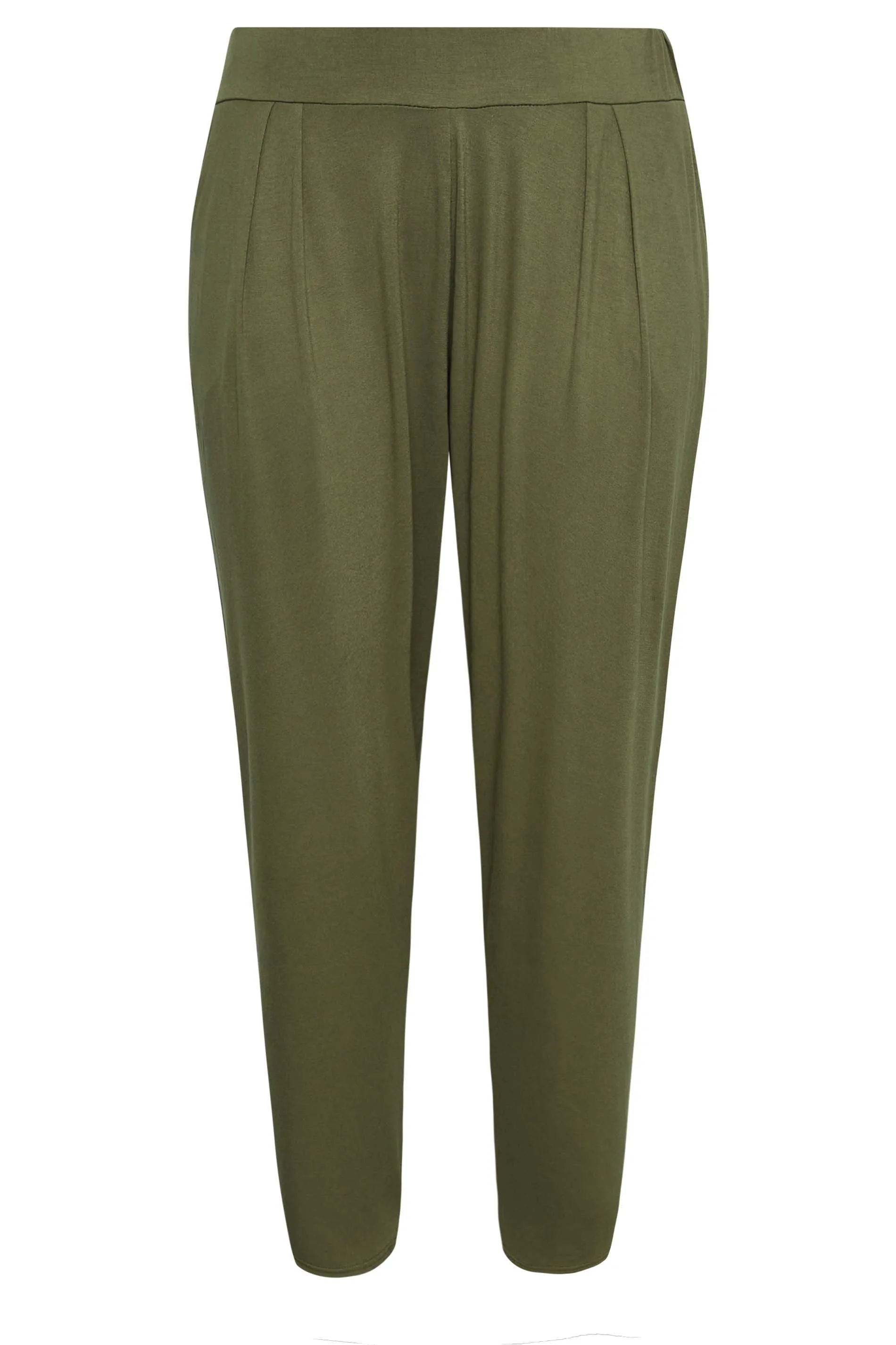 YOURS Curve Khaki Green Double Pleat Harem Trousers