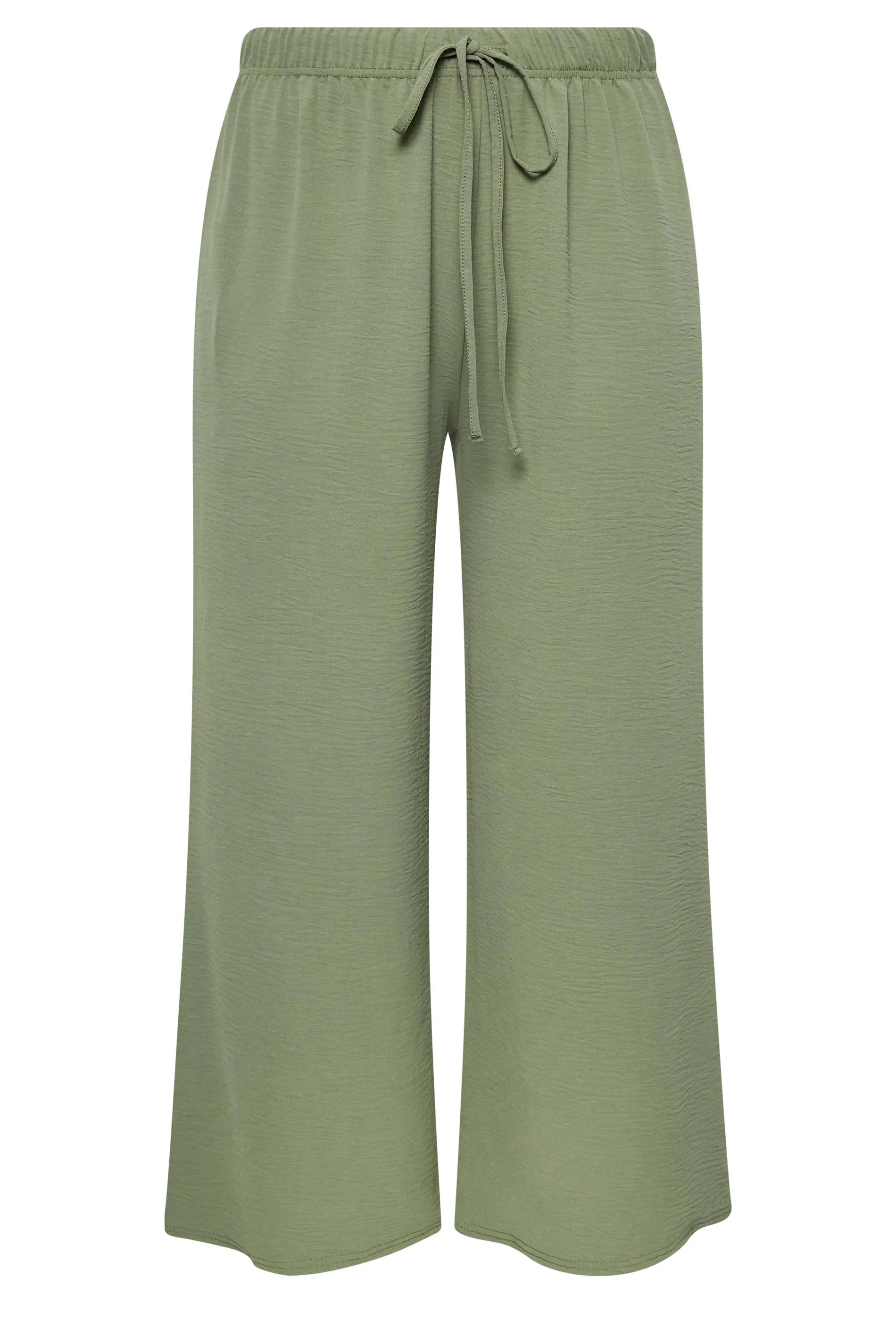 YOURS Curve Khaki Green Twill Wide Leg Trousers