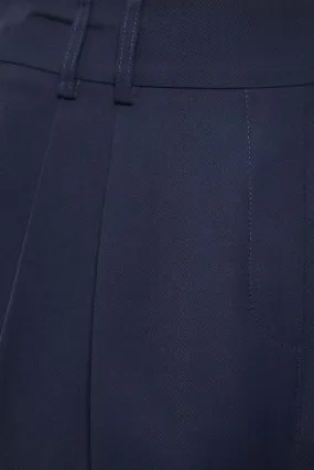 YOURS Curve Navy Blue Double Belted Tapered Trousers