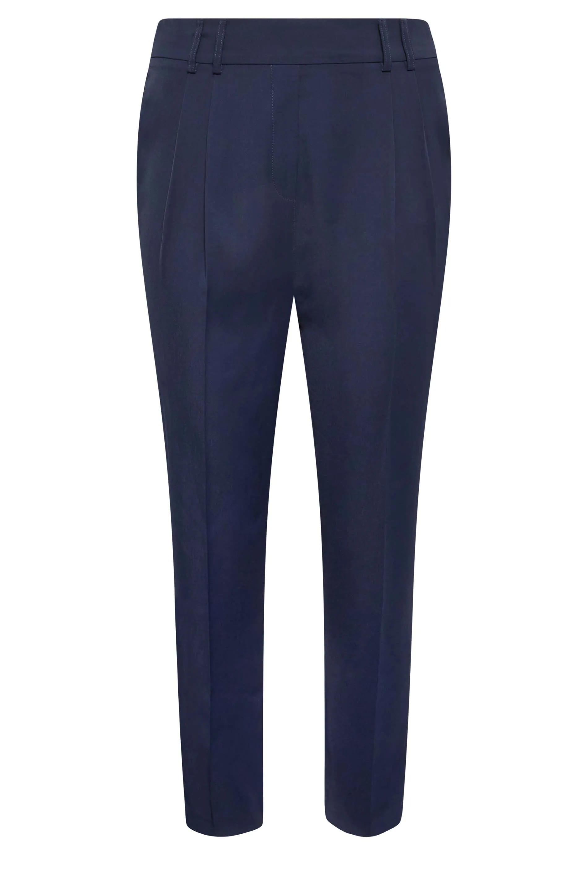 YOURS Curve Navy Blue Double Belted Tapered Trousers