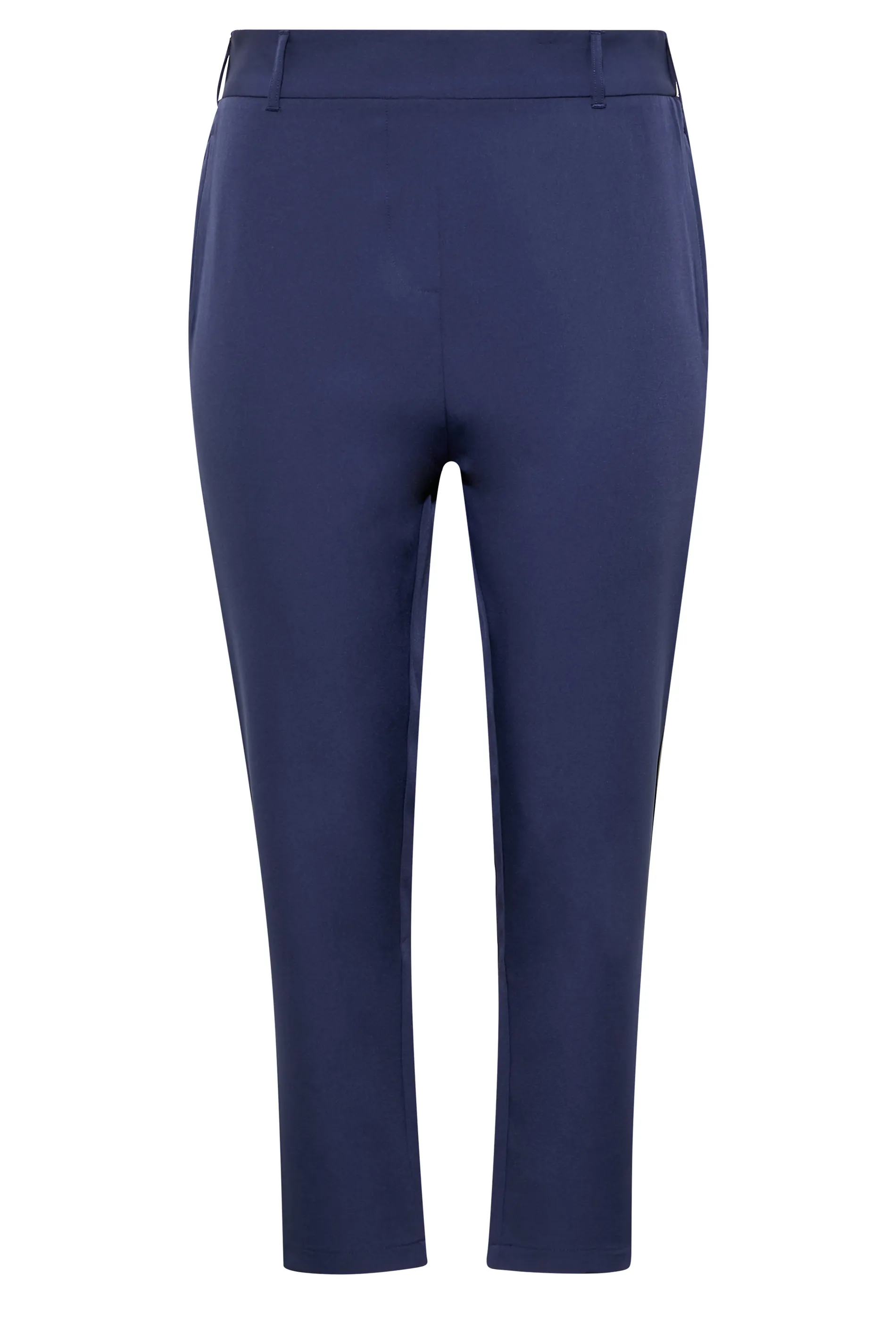 YOURS Curve Navy Blue High Waisted Tapered Trousers