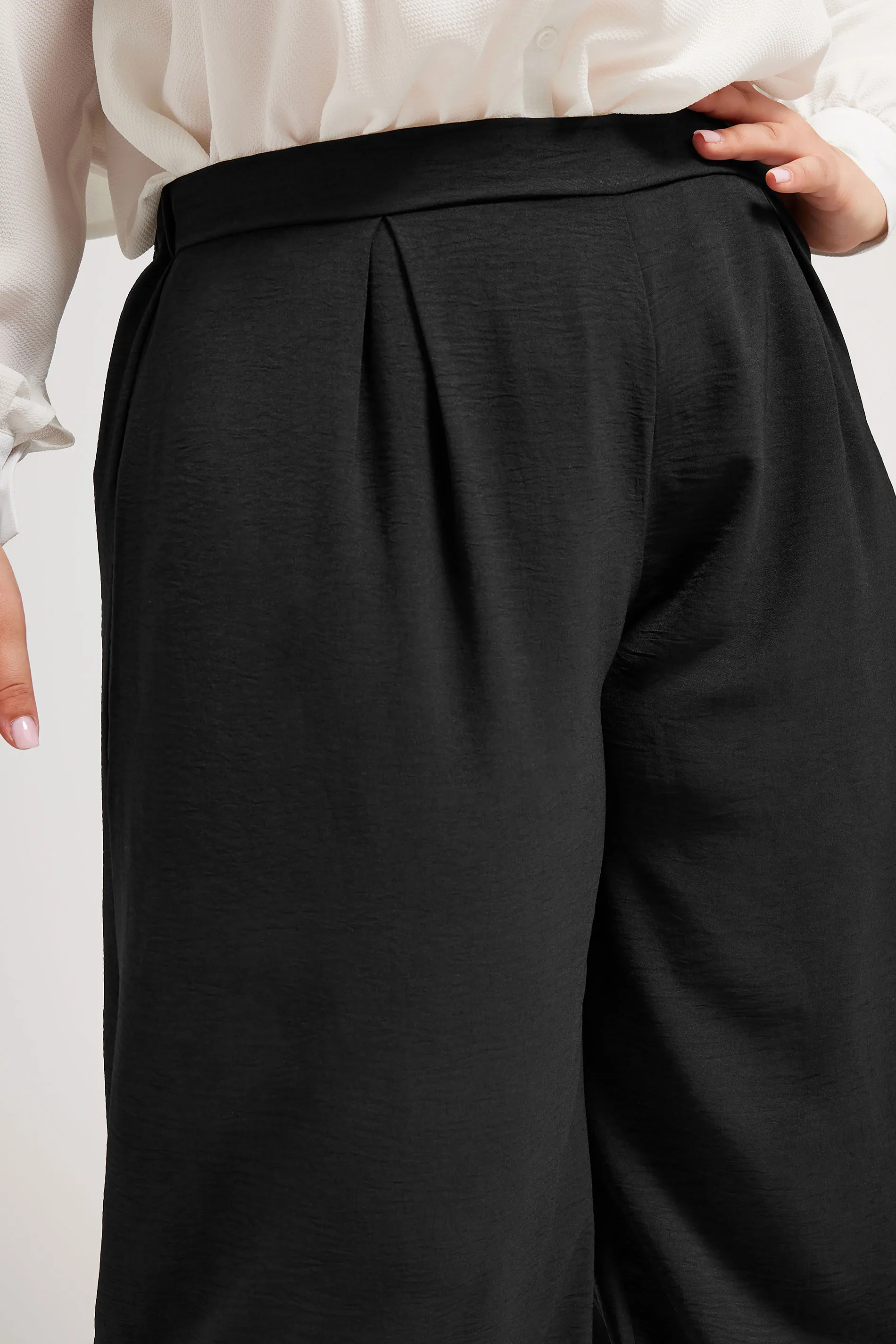 YOURS LONDON Curve Black Crepe Wide Leg Trousers