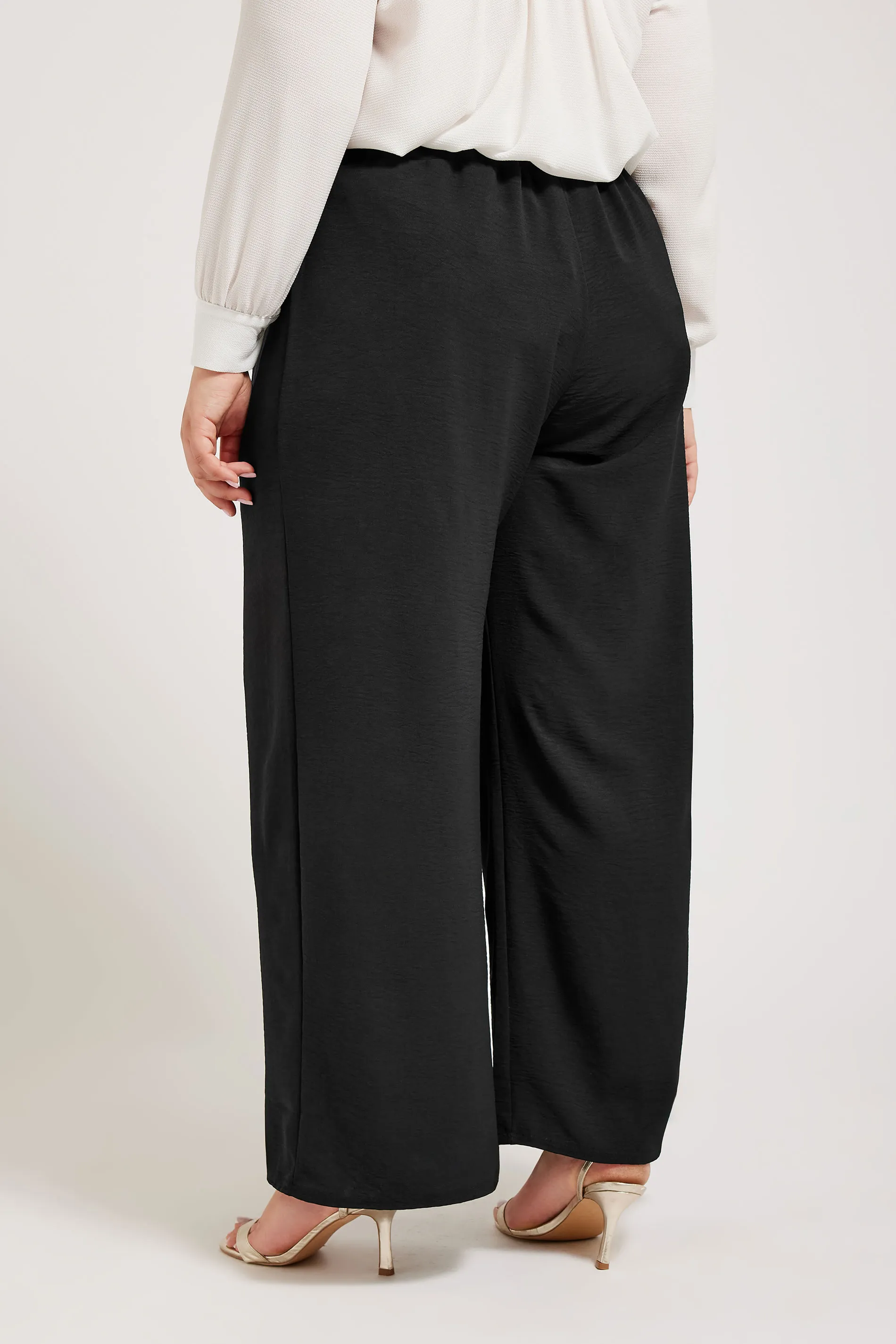 YOURS LONDON Curve Black Crepe Wide Leg Trousers